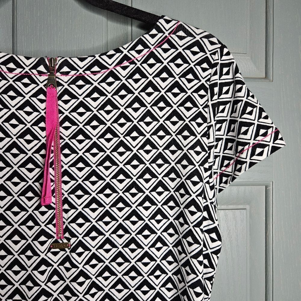 Hatley Nellie dress, shift dress, black pink and white, women's size medium